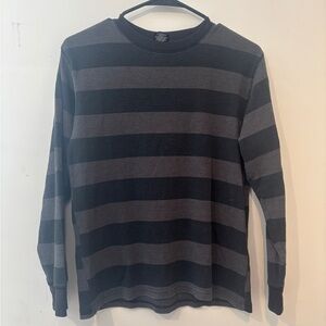 Vintage Y2K Style Hybrid Long Sleeve Sweater With Grey And Black Stripes